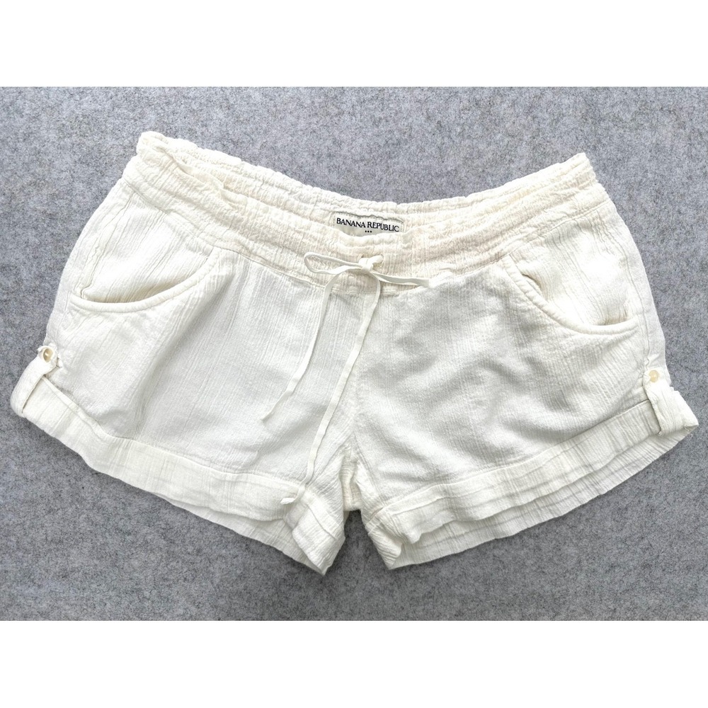 Banana Republic Shorts Drawstring Cotton Gauze Ivory 3.5" Inseam Women's XS